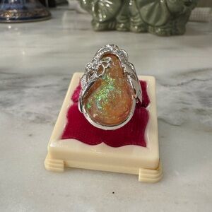 NADRI DRAGONS EGG Silver and FOIL Opal Women's Ring